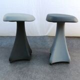 Pair of gray stools vintage design 1980