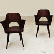 Pair of wooden armchairs by Lubomir Hofmann for Ton (Thonet), 1960