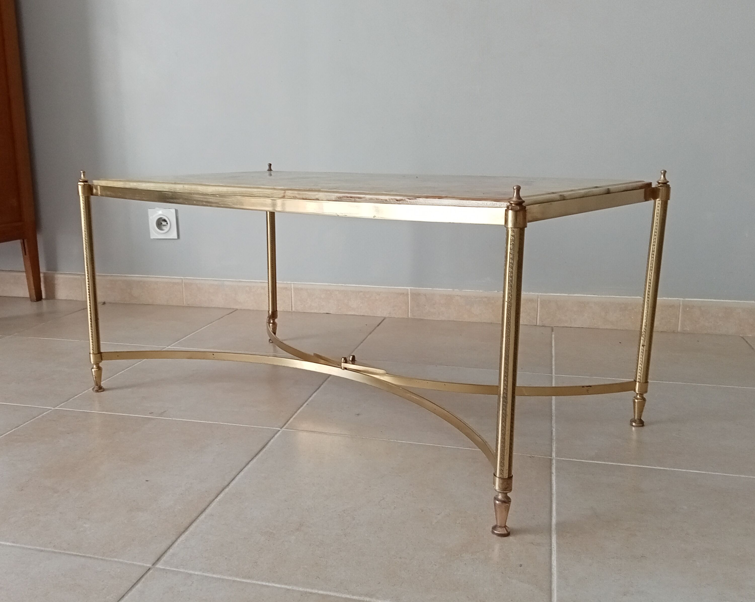 Neoclassical marble and brass coffee table 50s/60s