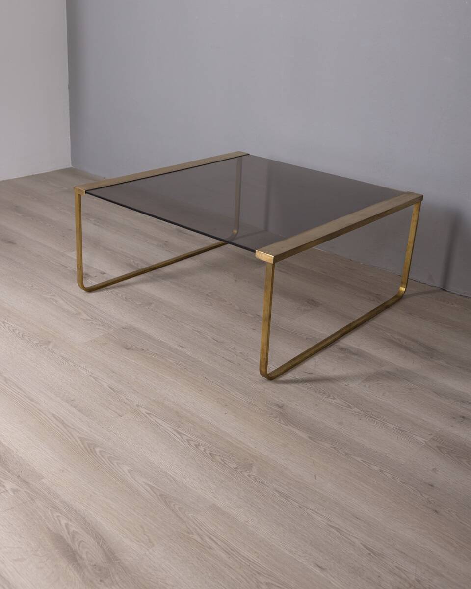 Vintage 1960s italian design brass and glass coffee table
