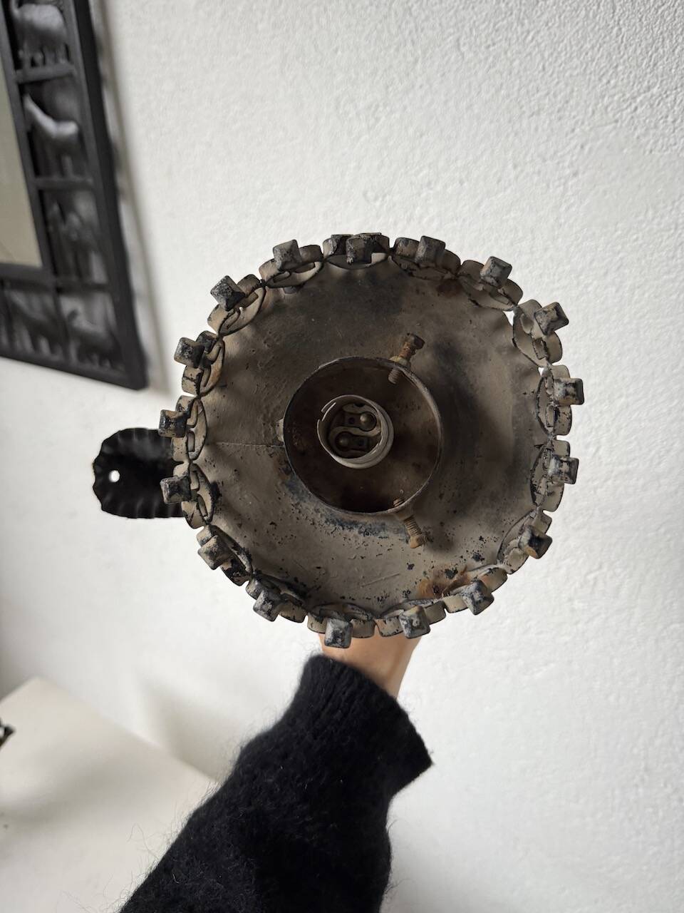 Black metal brutalist wall lights