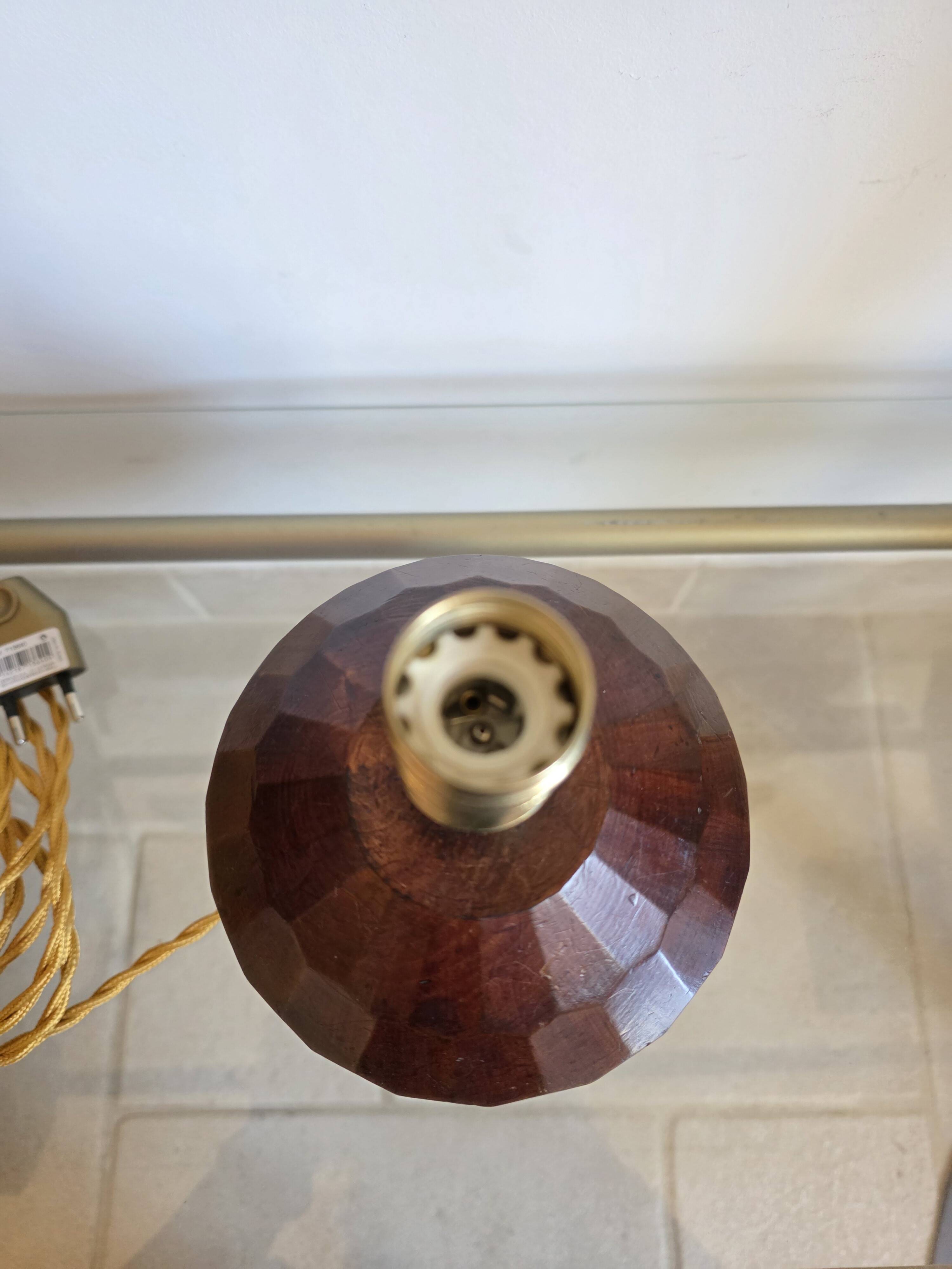 70's wooden ball lamp stands