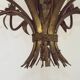 Vintage Hollywood Regency Wheat Sheaf Gold Gilt Metal 5 Light Chandelier