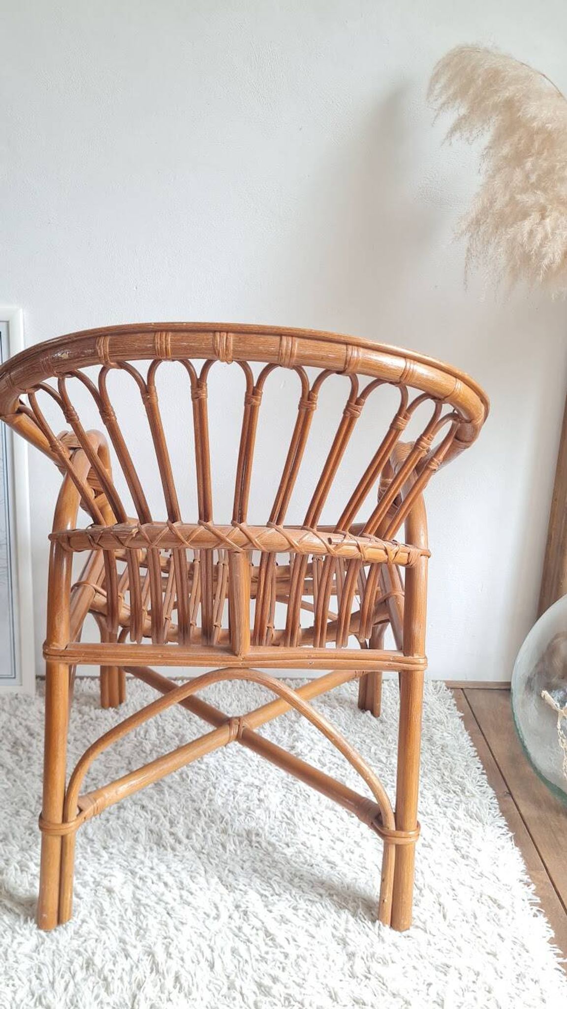 Paire de fauteuils en rotin vintage circa années 70