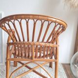 Pair of vintage rattan armchairs circa the 1970s.