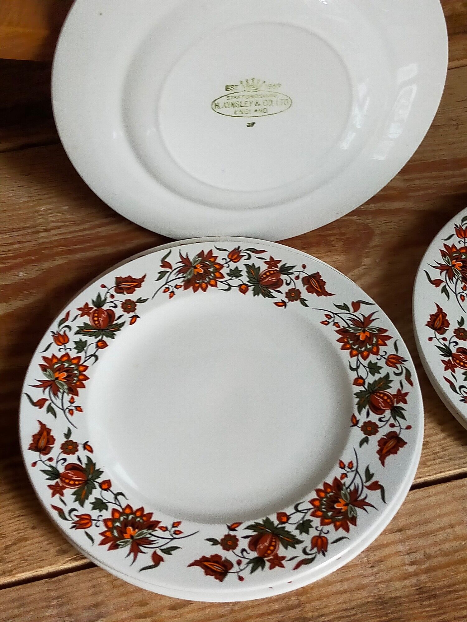 Six vintage English fine porcelain dessert plates