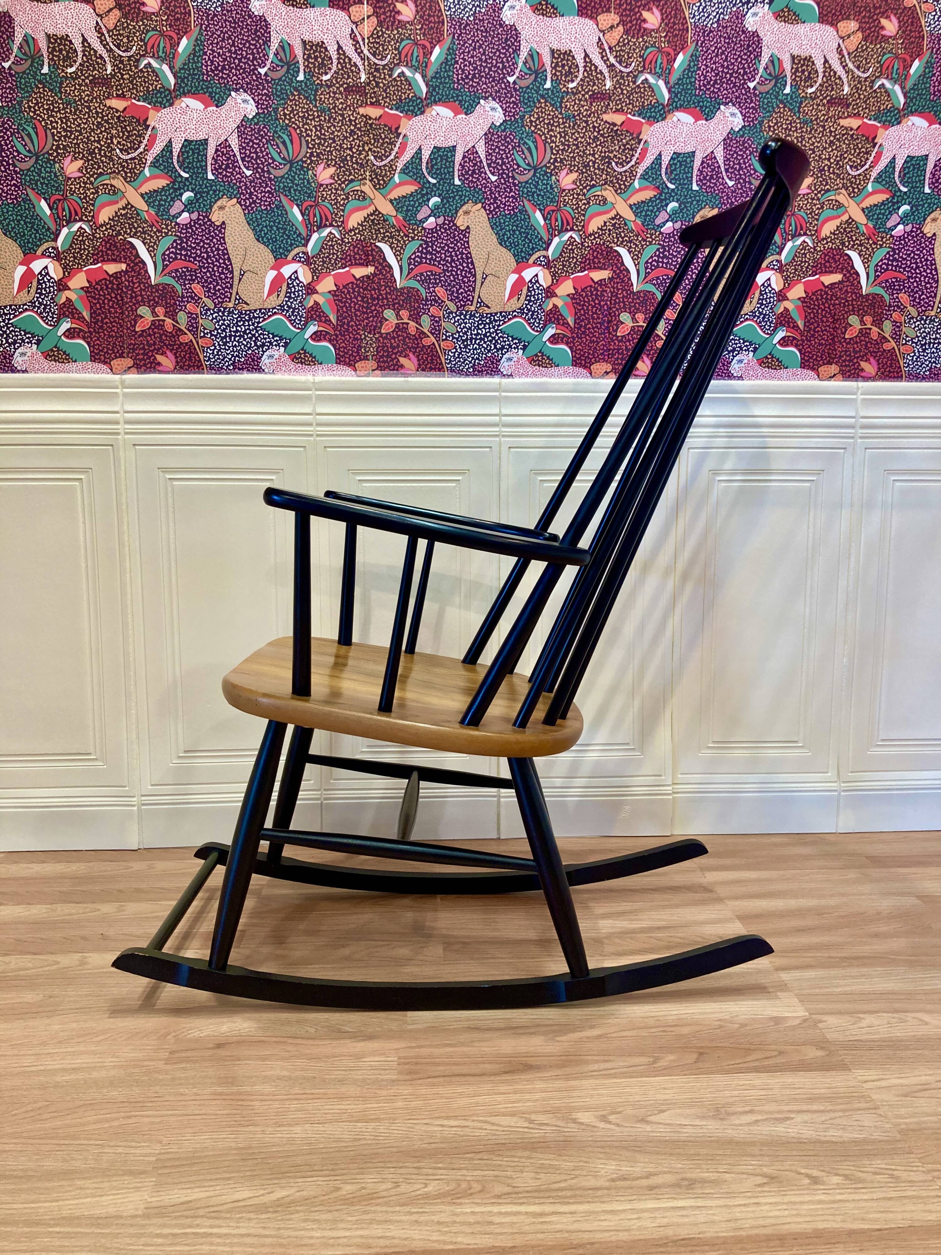 Fauteuil rocking chair design scandinave 1950 "Ilmari Tapiovaara".