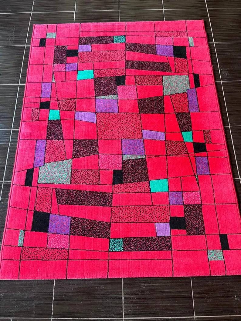 1980s small design geometric Abstract Rug/carpet, Czechoslovakia