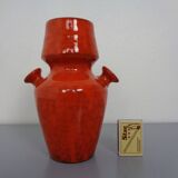 Italian orange ceramic studio vase with handle, 1970s