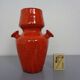 Italian orange ceramic studio vase with handle, 1970s