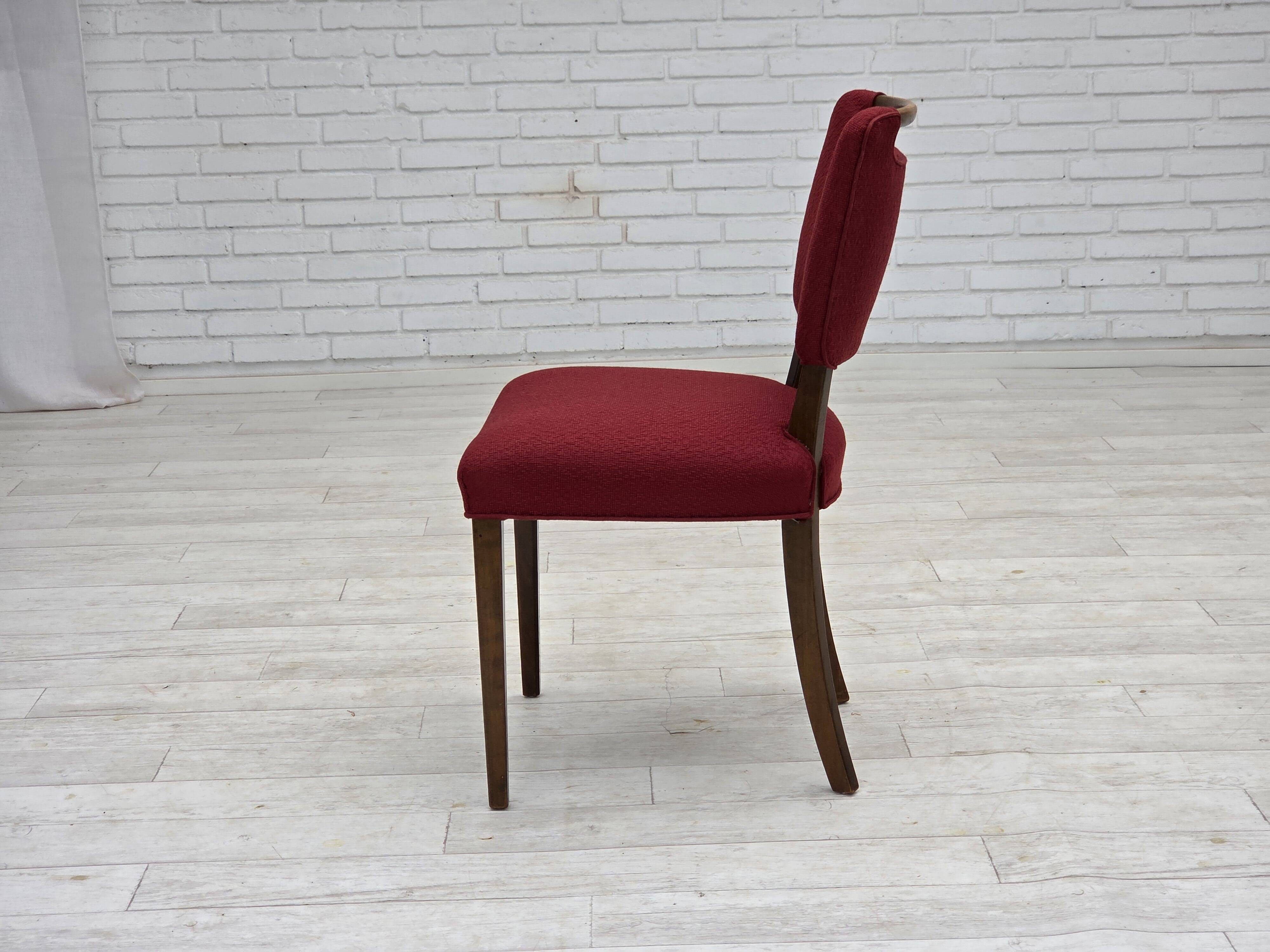 1960s, set of 6 pcs Danish dining chairs by Slagelse Møbelværk, wool.