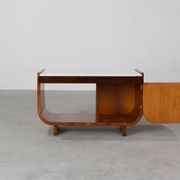 Belgian Art Deco Cabinet in Burl Veneer with Marble and Glass, circa 1930