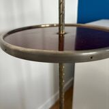 Floor lamp with vintage wool and brass shelf