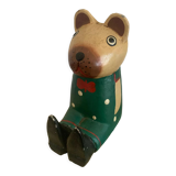 Vintage wooden decorative painted bear from the 60s