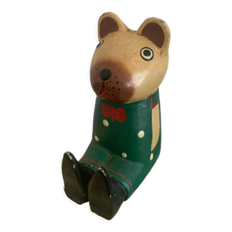 Vintage wooden decorative painted bear from the 60s
