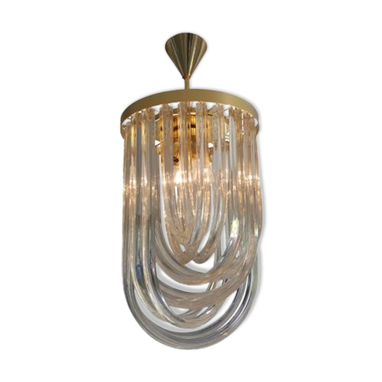 Plafonnier du milieu du siècle en verre de Murano