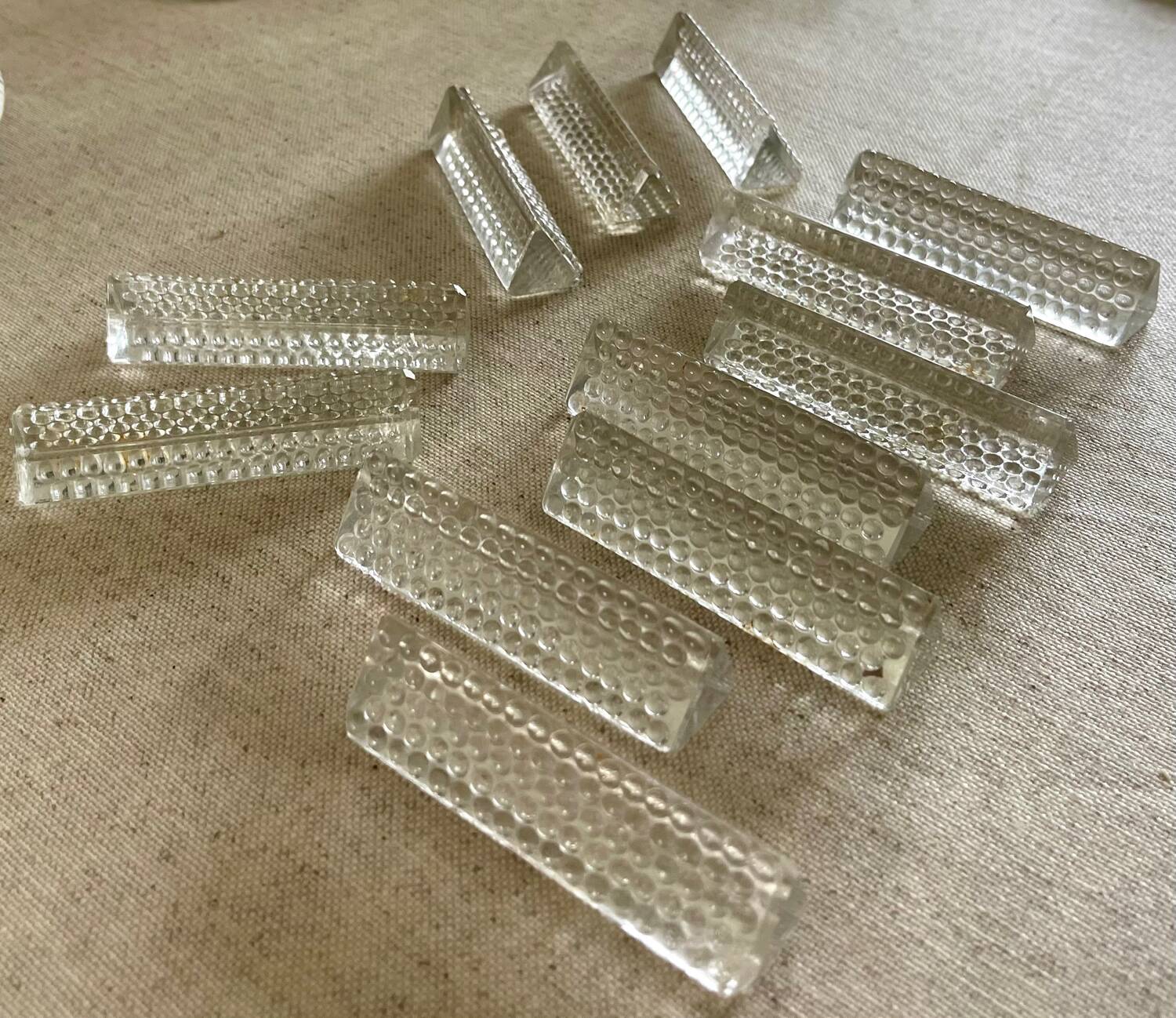 12 glass knife holders.