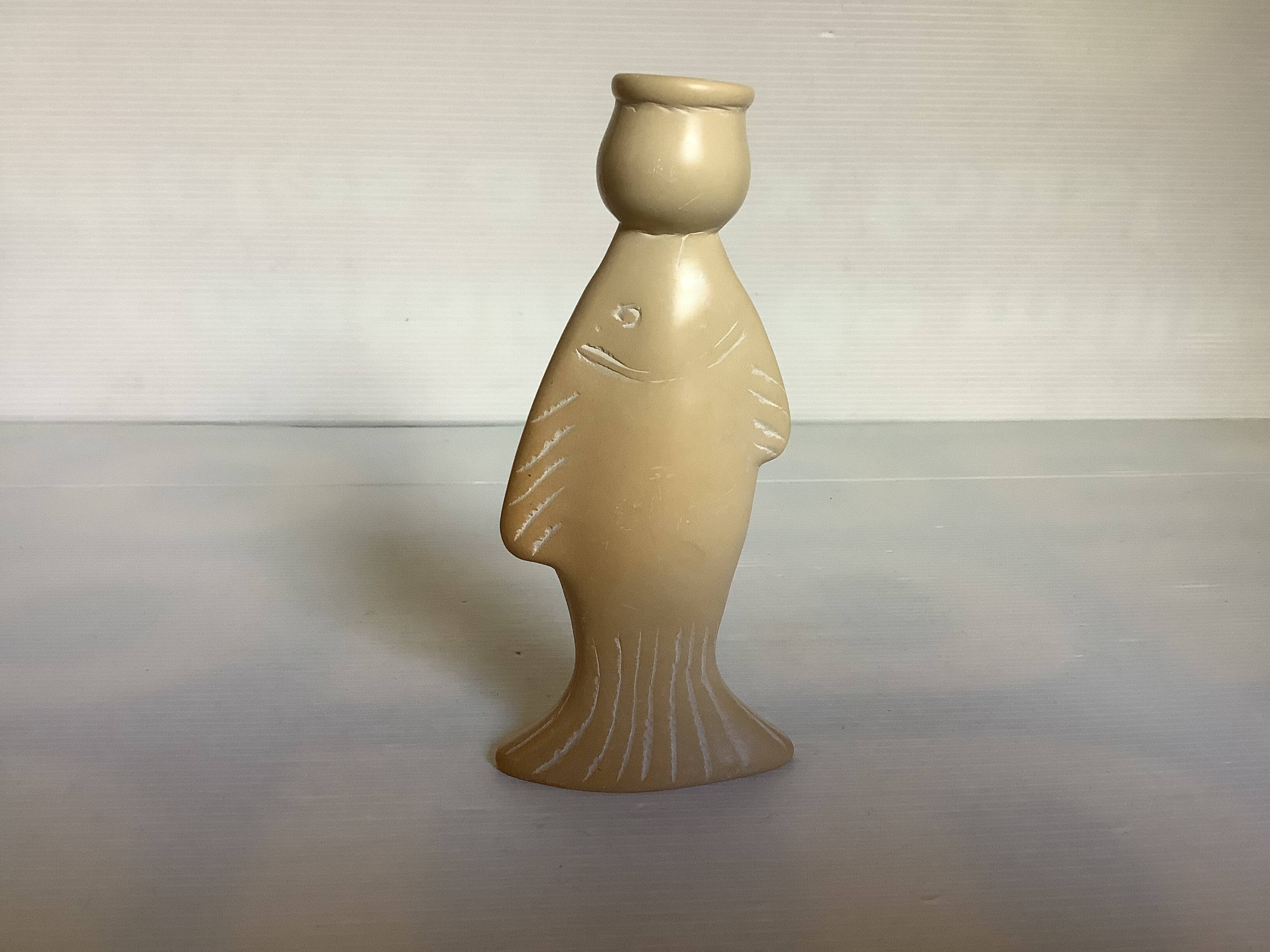 Soapstone fish candle holder