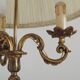 Bronze French Antique Art Nouveau 3-Light Candelabra Lamp Pleated Shade