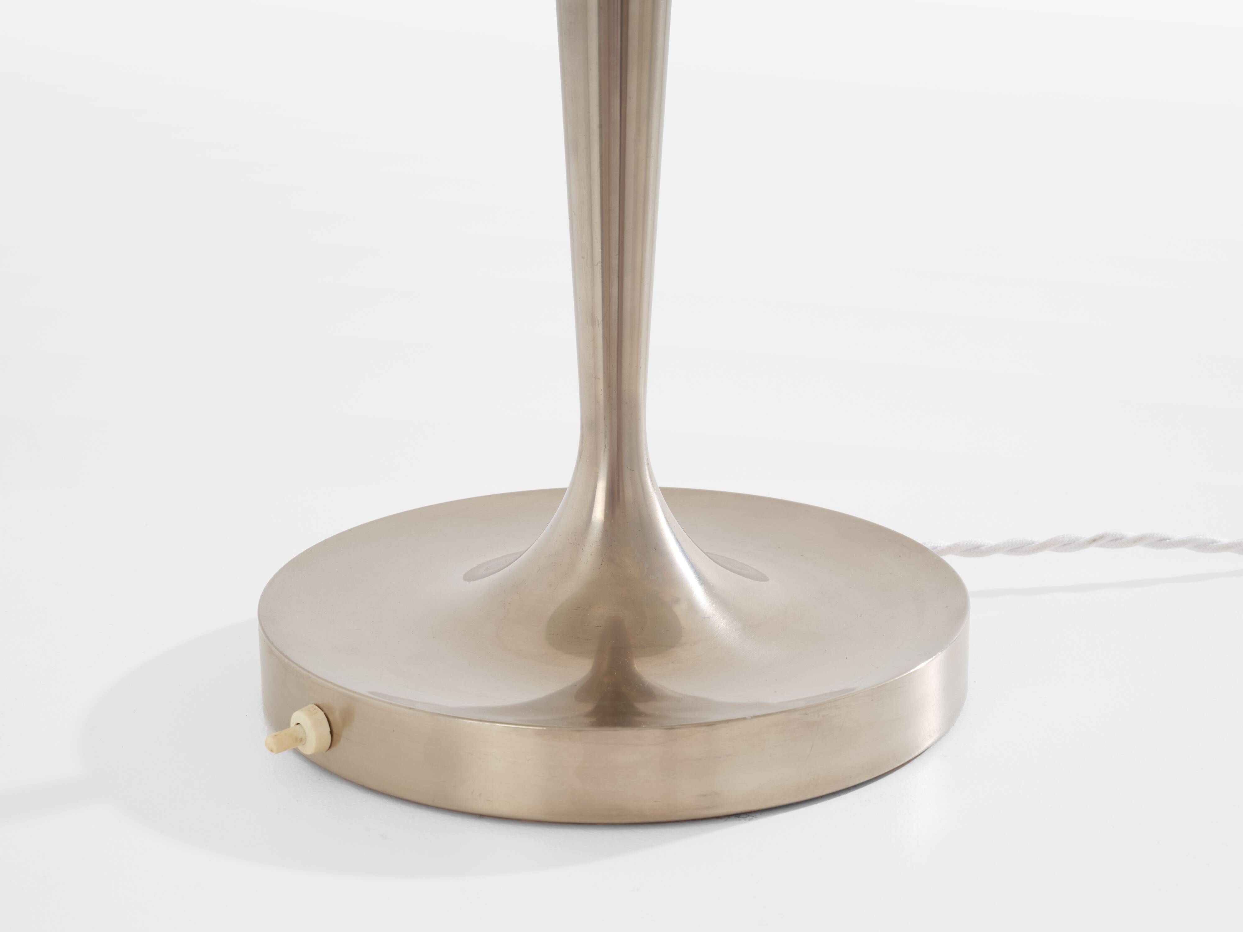 Jean Perzel desk lamp, nickel-plated and patinated, 1940s.
