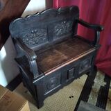Old Breton enclosed bed chest bench