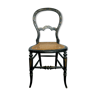 Chaise cannée Napoléon III en bois noirci et nacre