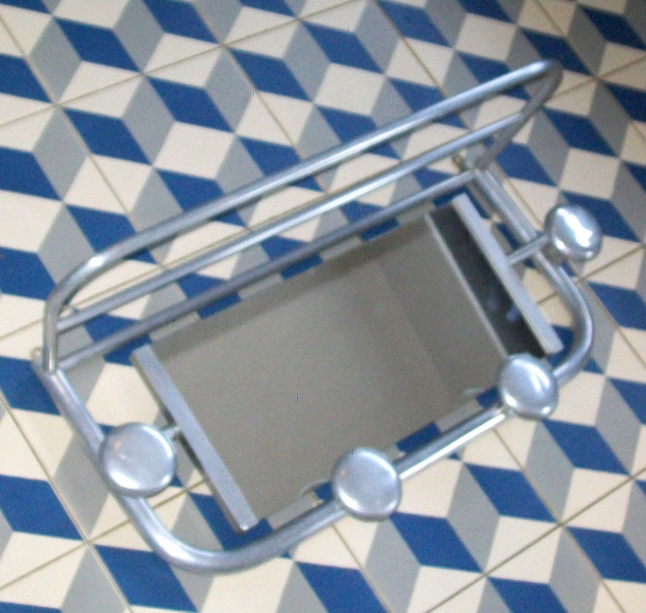 Vintage aluminum with mirror coat rack