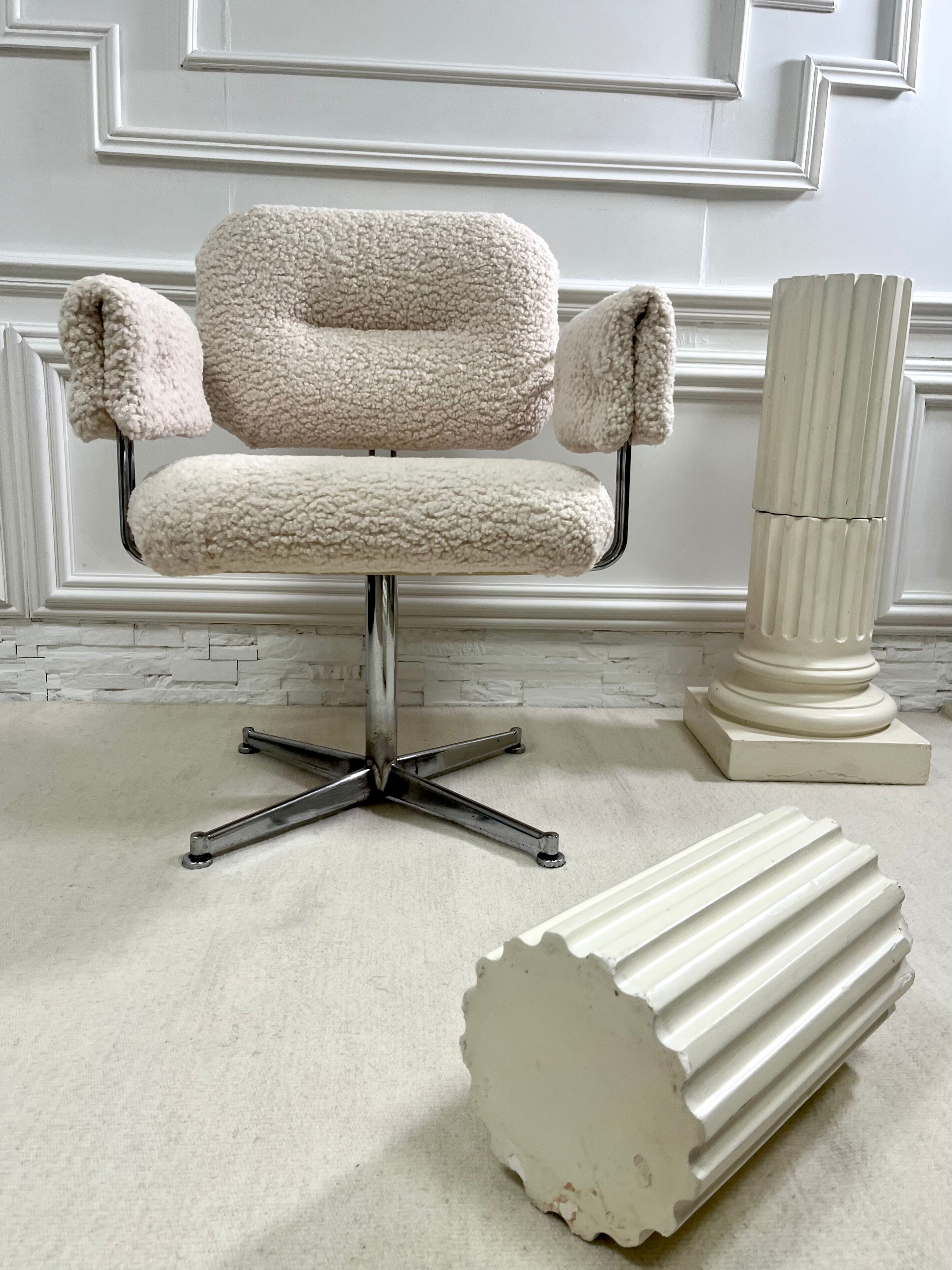 Vintage armchair in faux sheep's fur