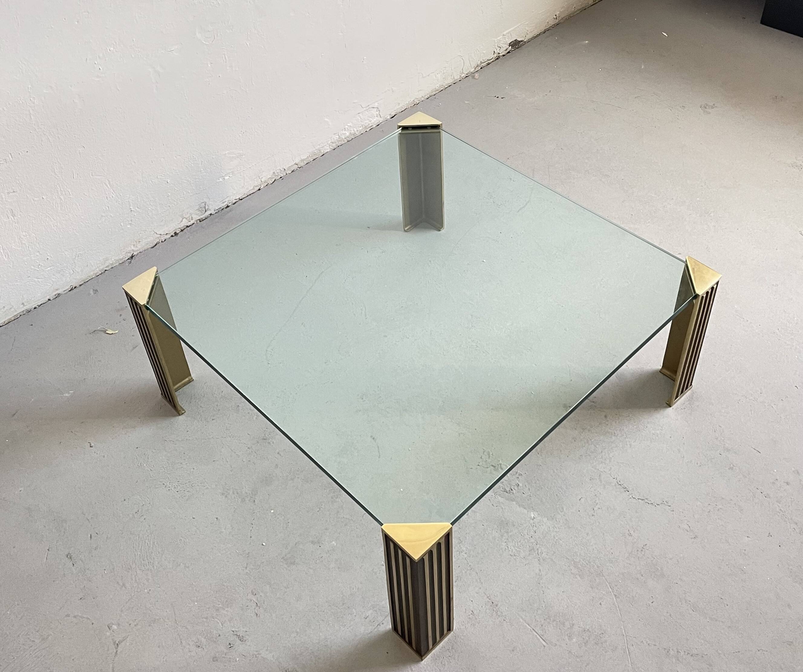 Vintage 1970s Peter Ghyzcy Brass Coffee Table