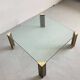 Table basse vintage en laiton Peter Ghyzcy des années 1970