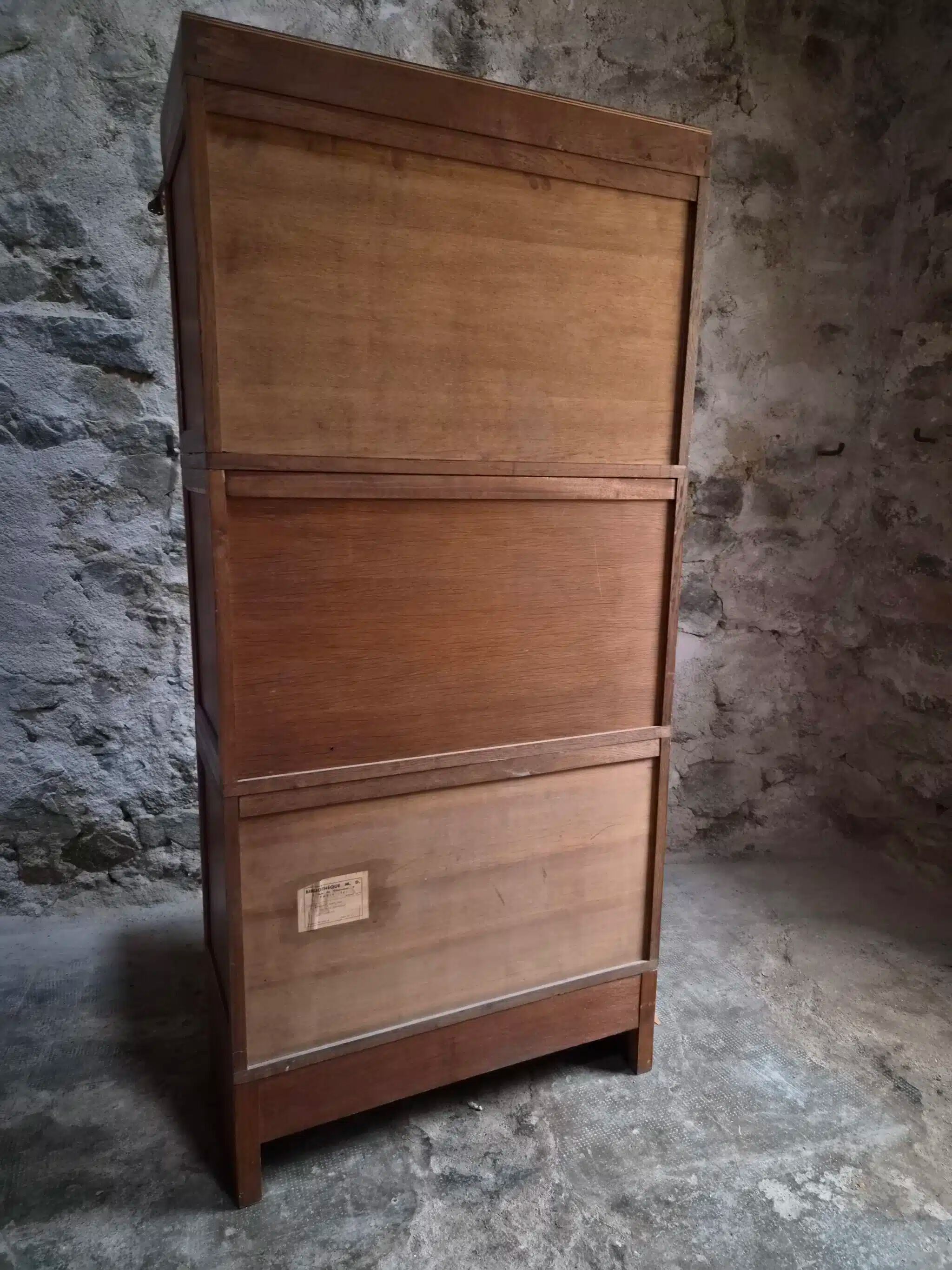French modular secretary in oak with display case, 1950s.