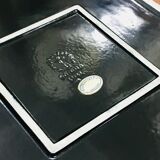 Black and white ceramic plate Domino by Stig Lindberg, ashtray, Gustavsberg, 1950s