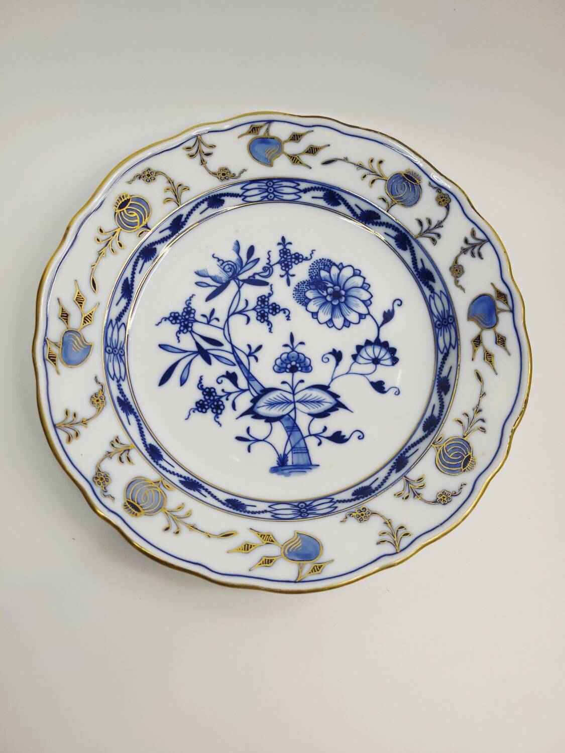 Antique Meissen porcelain plate – blue and gold decoration