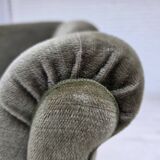 1960s, Danish armchair, green furniture velour, beech wood legs.