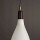 Vintage opaline glass and teak suspension, Italy, 1960s.