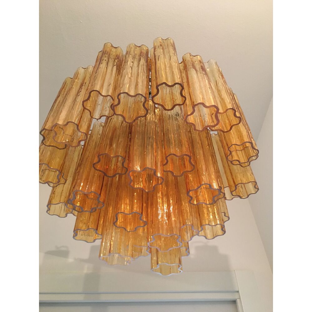 Amber “tronchi” murano glass chandelier d6