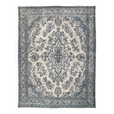 Tapis persan large 10x13 bleu marine et taupe, tapis en laine fait main, 311x402 cm