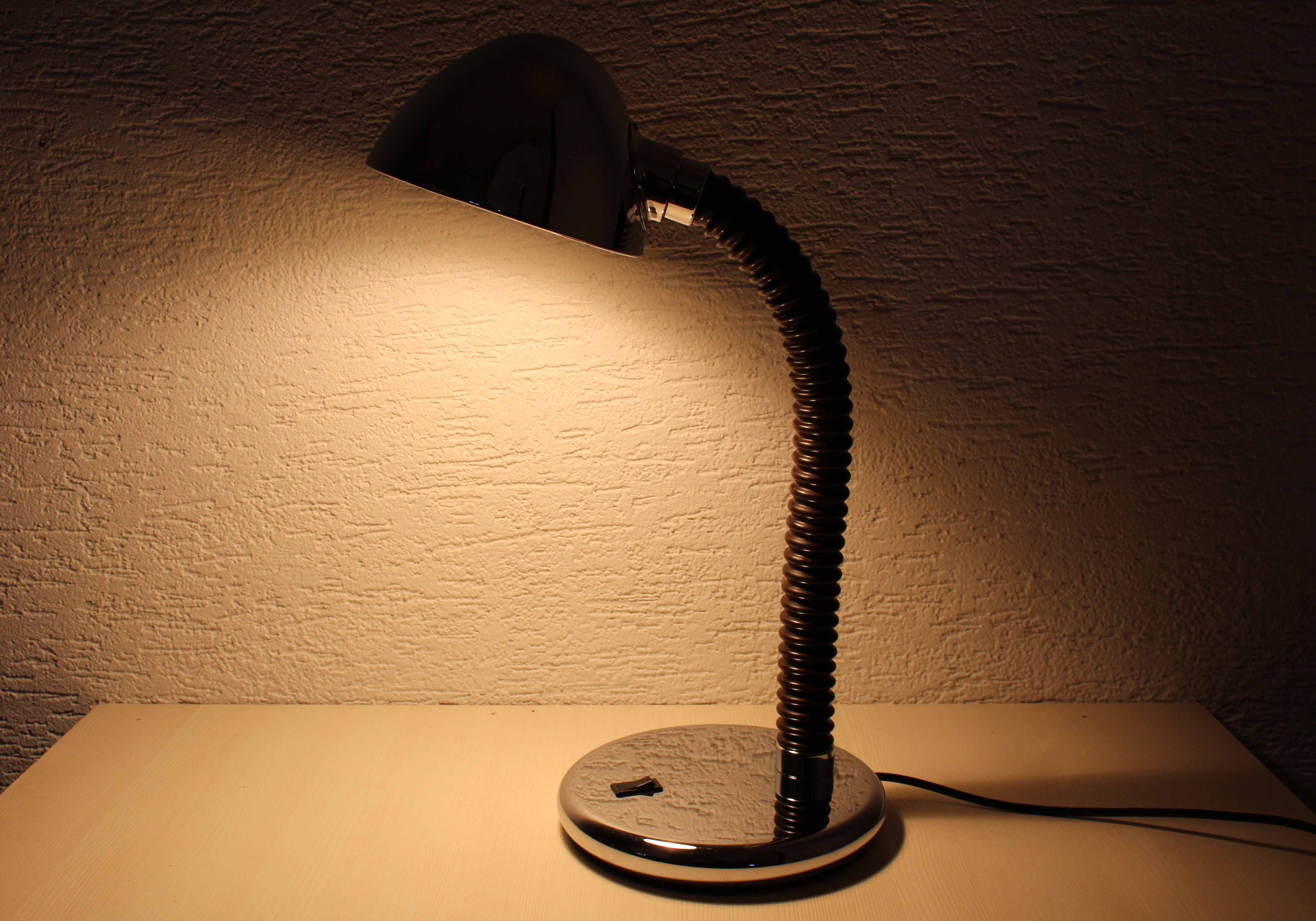 Chromed metal desk lamp