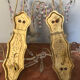 Pair of glass wall sconces with crystal drops