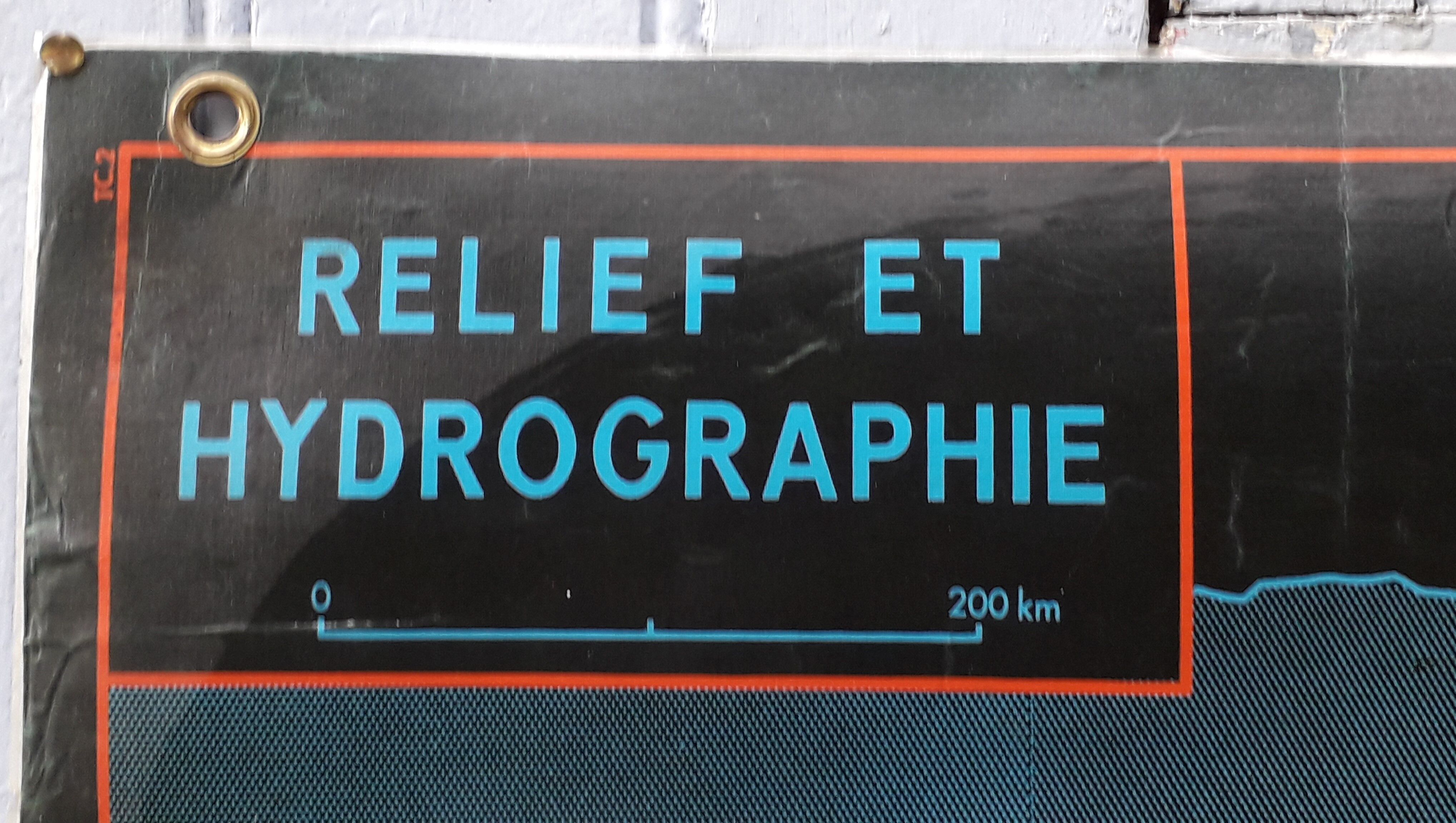 School poster mdi 1964 contours of france /relief and hydrography