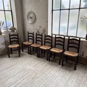Straw chairs oak 1940s Dudouyt
