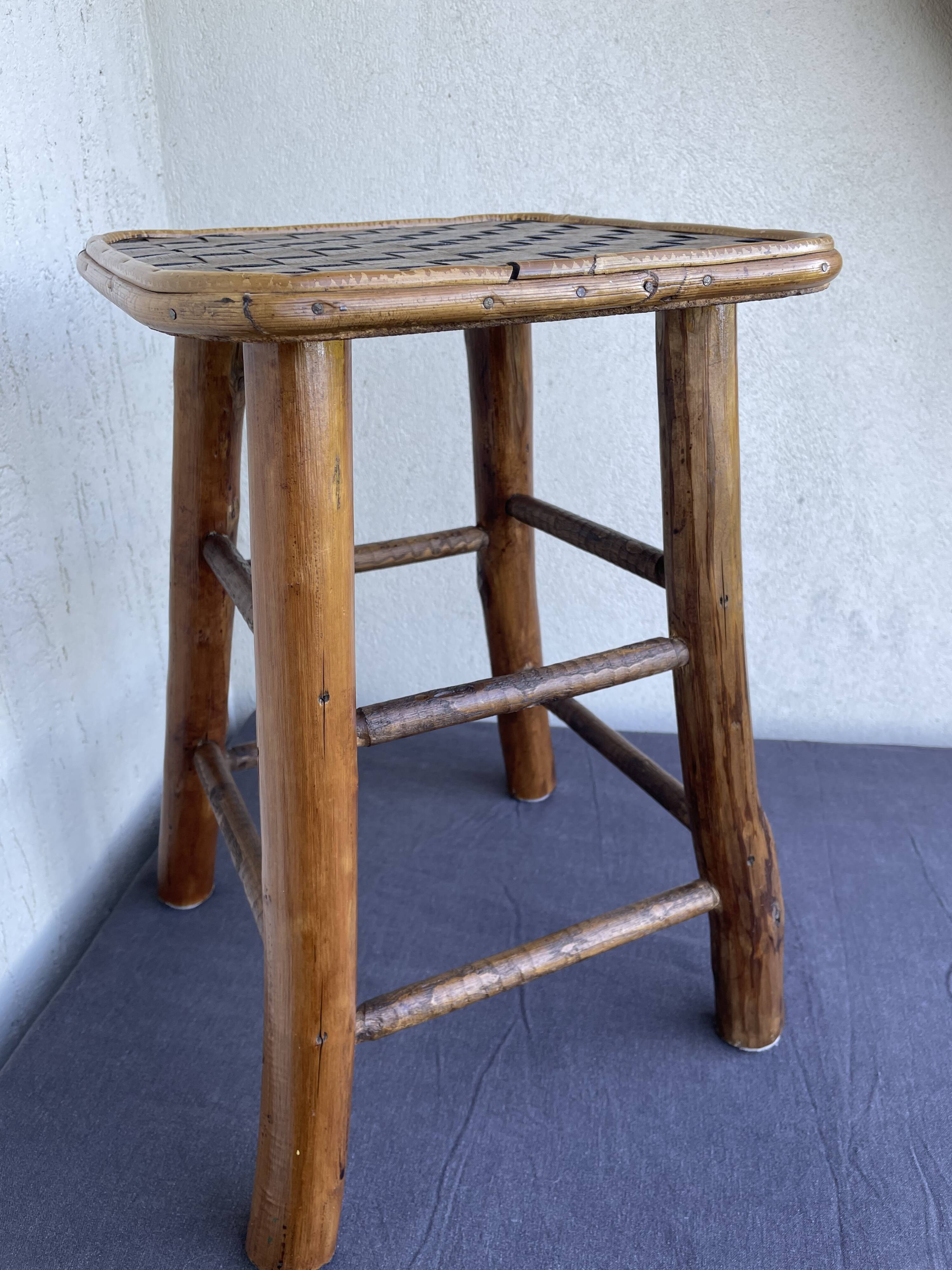 Chestnut and bamboo stool
