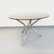 Vintage dining table in smoked glass plexiglass and chrome metal.