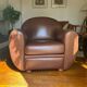 Brown leather club chair