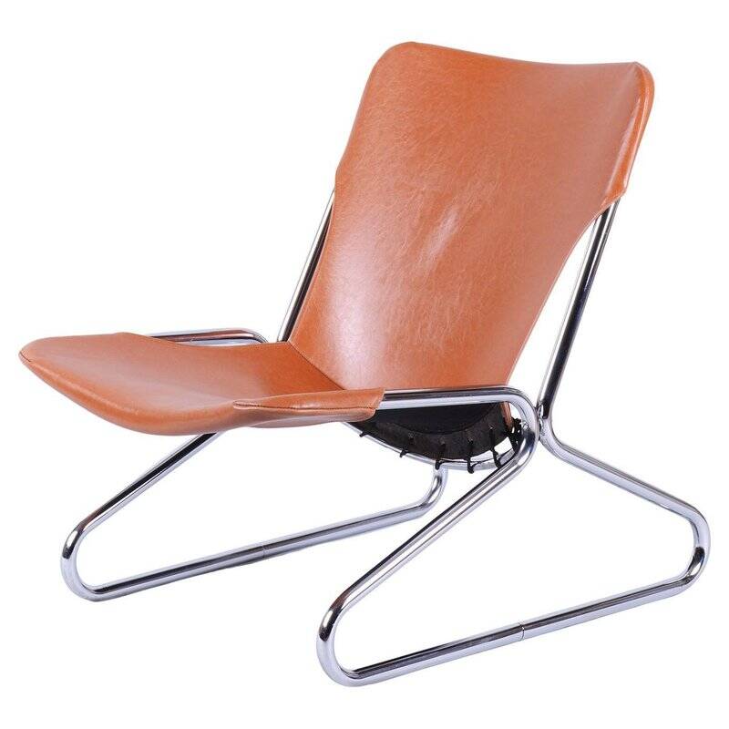 German Bauhaus Armchair in Leather by Lusch and Co West, 1970s