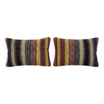 Set of 2 vintage kilim cushion covers 41x61 cm