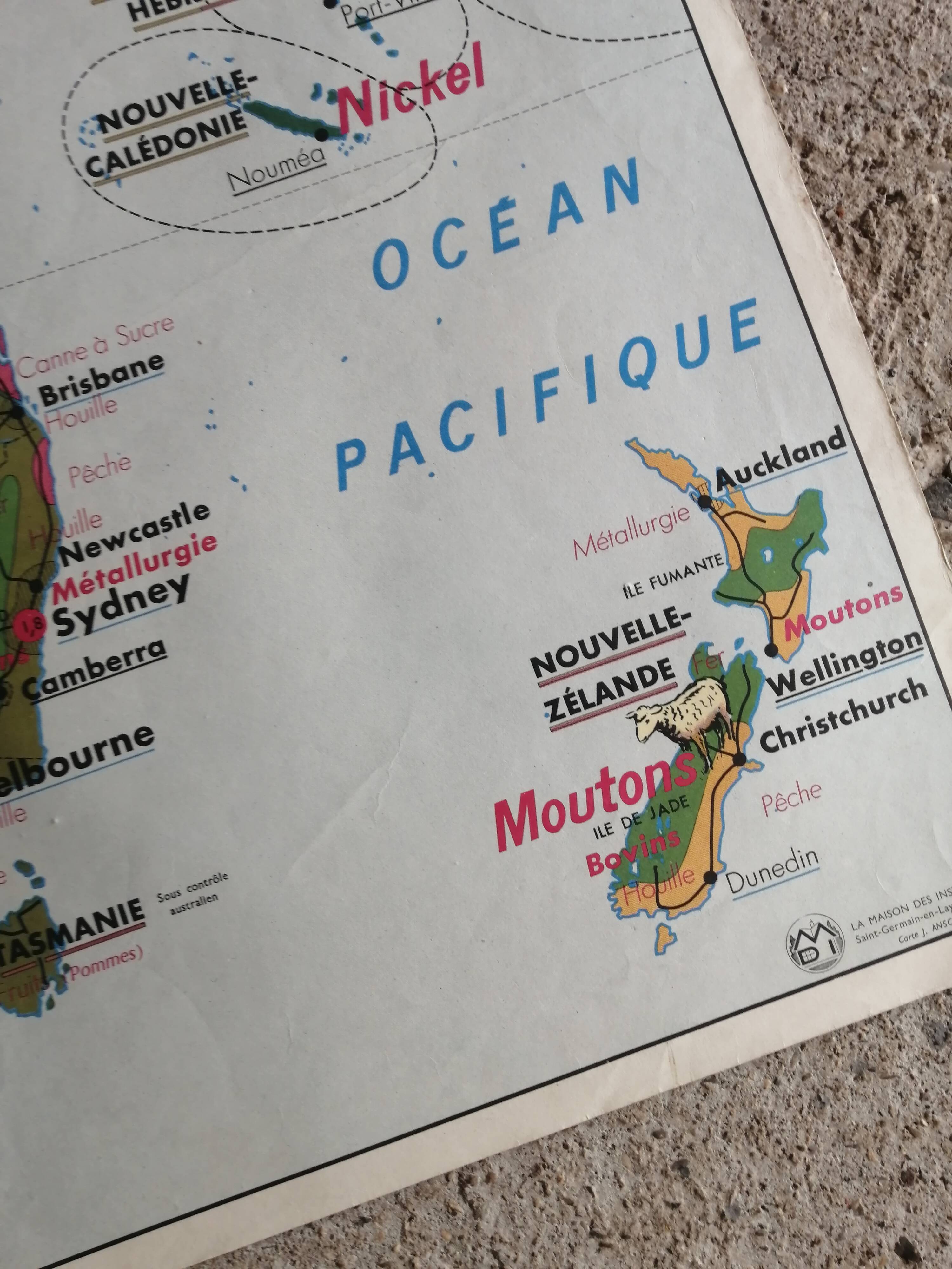 MDI school map: SOUTH AMERICA - OCEANIA fauna vegetation.