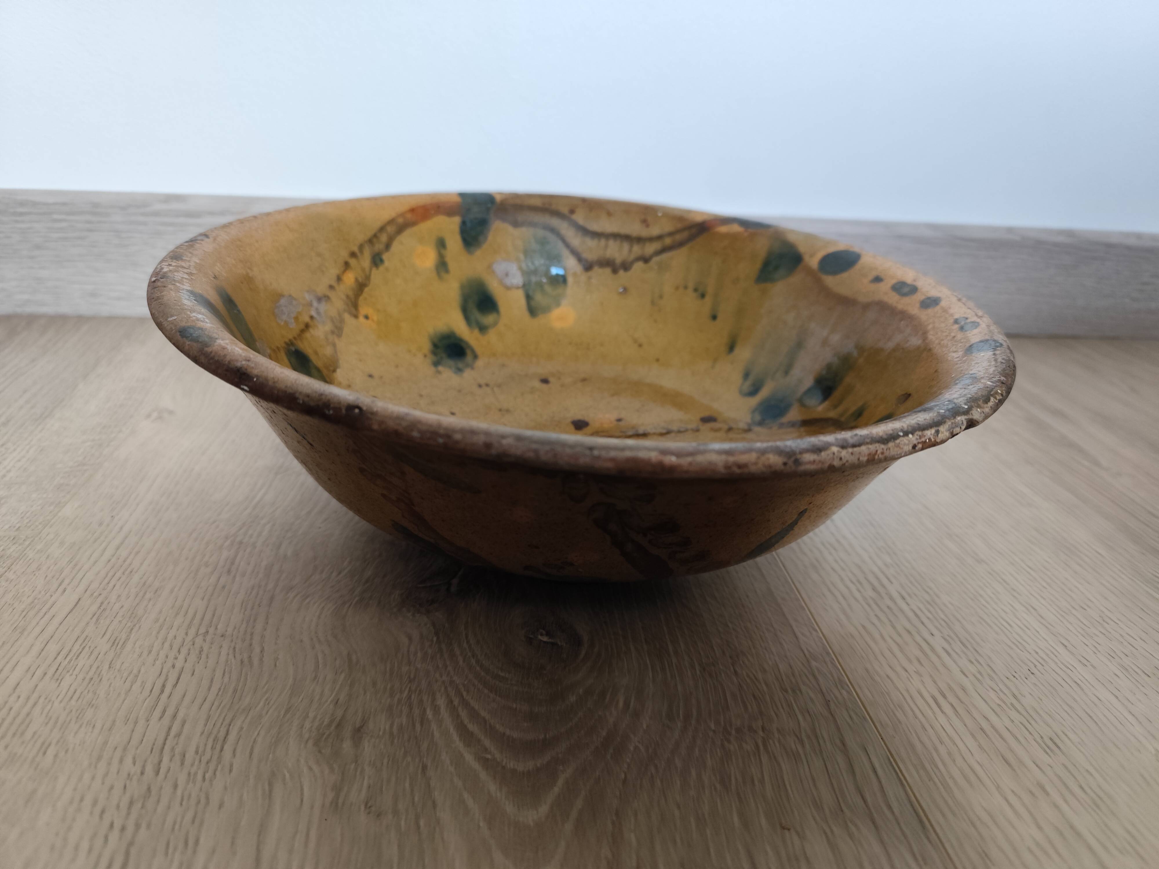 VALLAURIS Flat soup bowl antique Glazed terracotta 30.5 cm