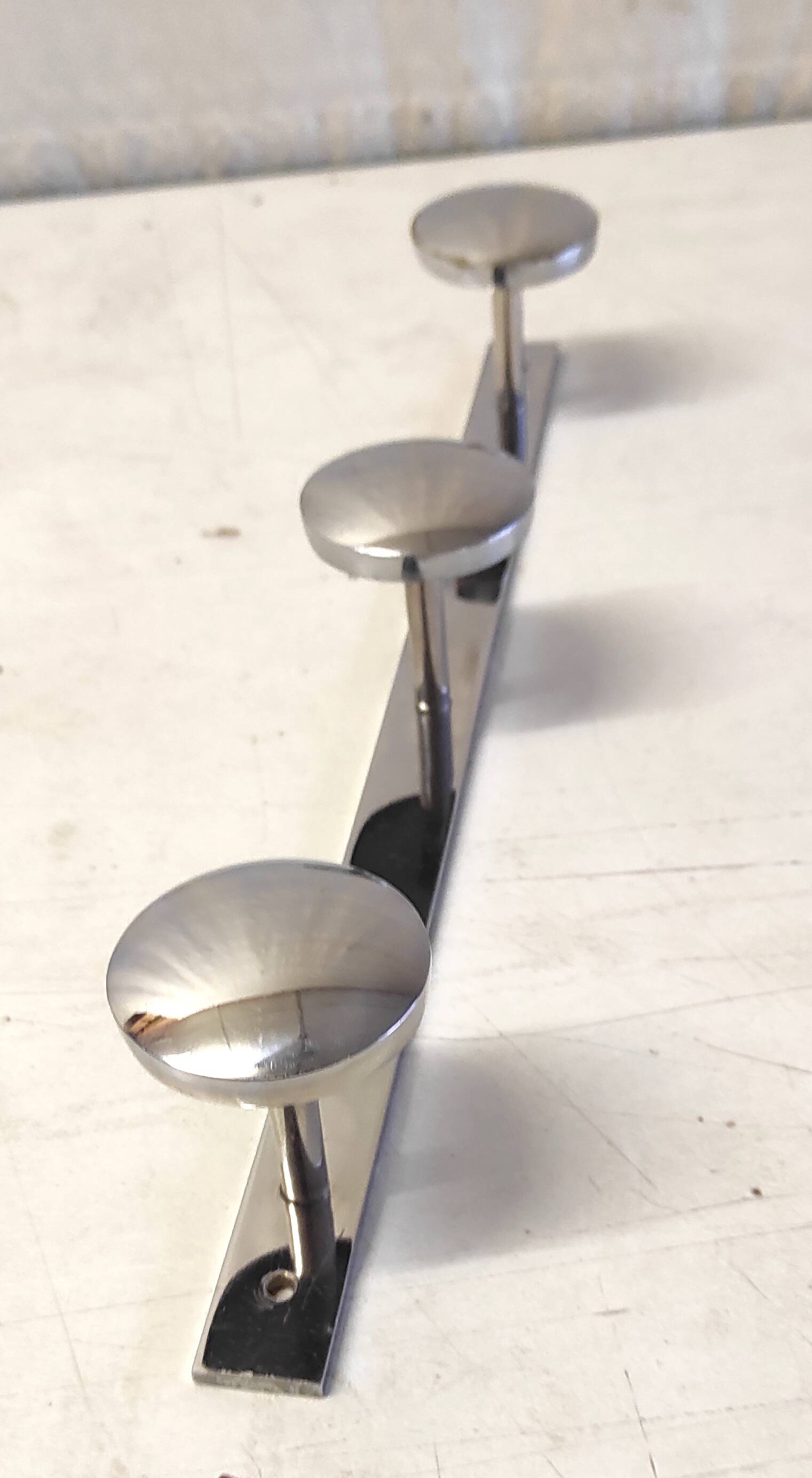 Chrome metal wall coat rack - mid 20th century