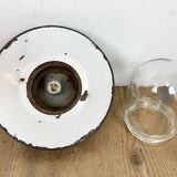 Green Enamel and Cast Iron Industrial Pendant Light, 1960s